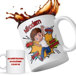 KUBEK SUPER CHŁOPAK Z IMIENIEM I DEDYKACJĄ NA DZIEŃ CHŁOPAKA