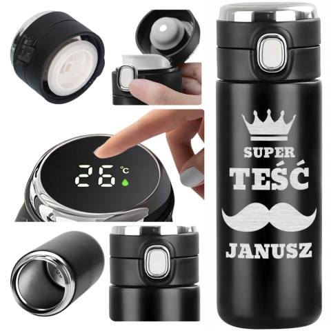 KUBEK TERMICZNY LED SUPER TEŚĆ prezent dla teścia na święta