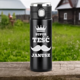 KUBEK TERMICZNY LED SUPER TEŚĆ prezent dla teścia na święta