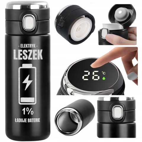 KUBEK TERMICZNY LED Z GRAWEREM prezent dla elektryka