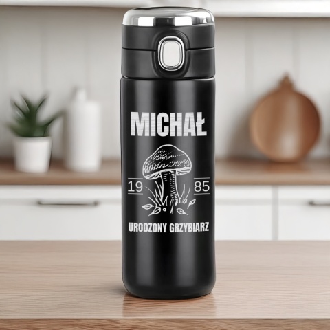 Kubek termiczny z grawerem – prezent dla grzybiarza „Urodzony grzybiarz”
