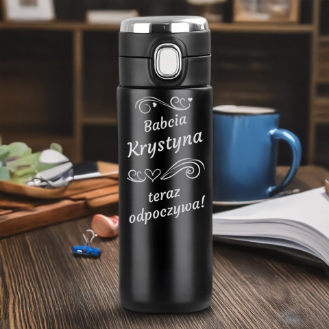 PREZENT DLA BABCI grawerowany kubek termiczny LED