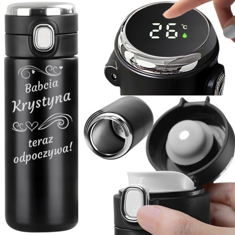 PREZENT DLA BABCI grawerowany kubek termiczny LED