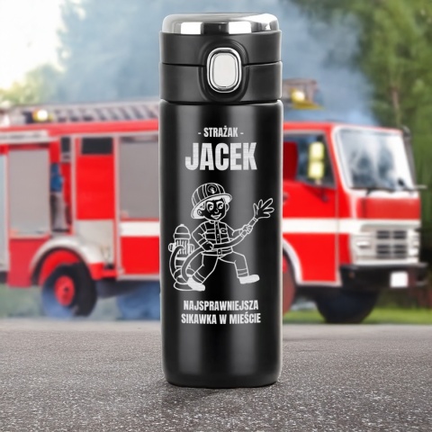 TERMOS KUBEK TERMICZNY Z PERSONALIZACJĄ prezent dla strażaka