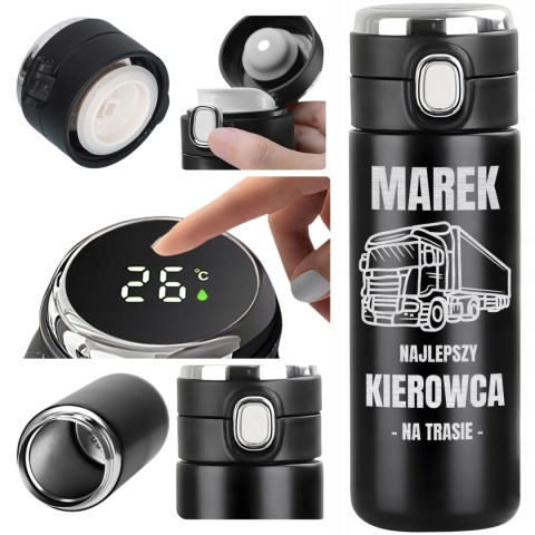 TERMOS Z GRAWEREM „Najlepszy kierowca na trasie" - prezent dla kierowcy tira