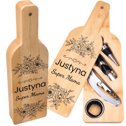 Akcesoria do wina w bambusowej butelce – zestaw do wina prezent dla mamy