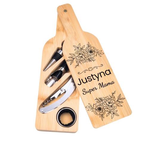 Akcesoria do wina w bambusowej butelce – zestaw do wina prezent dla mamy