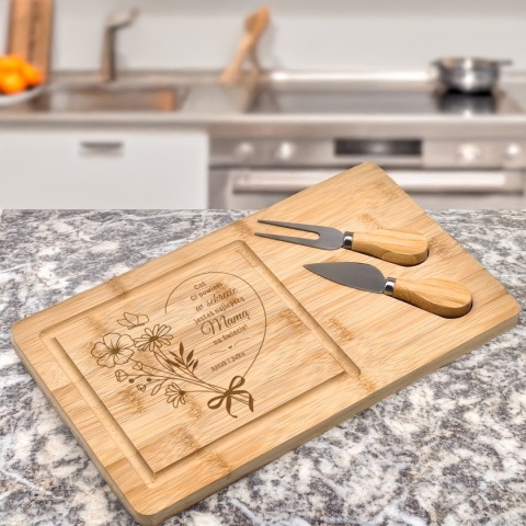 BAMBUSOWA DESKA DO SERÓW - PIĘKNY PREZENT DLA MAMY OD DZIECI