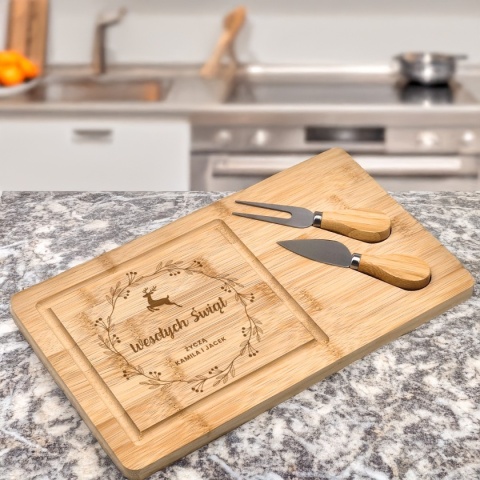 BAMBUSOWA DESKA DO SERÓW - ŚWIĄTECZNY PREZENT DLA BLISKICH