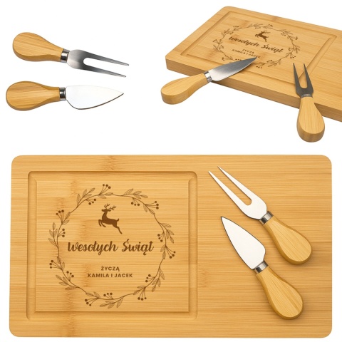 BAMBUSOWA DESKA DO SERÓW - ŚWIĄTECZNY PREZENT DLA BLISKICH