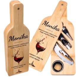 Zestaw do wina w bambusowym etui - akcesoria do wina, prezent dla kobiety