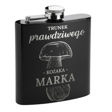 Grawerowana piersiówka dla grzybiarza - oryginalny prezent