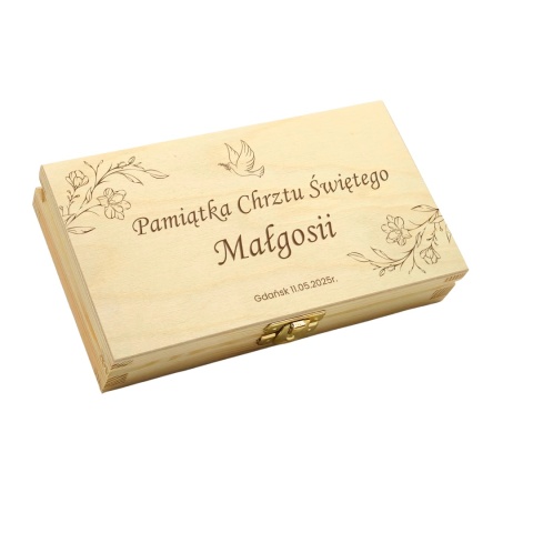 PAMIĄTKA NA CHRZEST CHRZTU ŚWIĘTEGO PUDEŁKO NA PIENIĄDZE 20X10,5X3,5cm Z ZAMKIEM