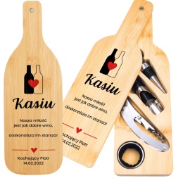 Zestaw do wina w bambusowej butelce - akcesoria do wina, prezent dla żony
