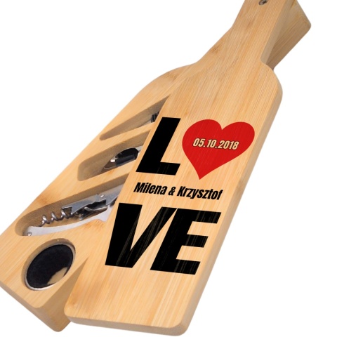 Zestaw do wina w bambusowej butelce – miłosny zestaw do wina prezent dla żony