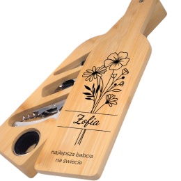 ZESTAW DO WINA W BAMBUSOWEJ BUTELCE - PREZENT DLA NAJLEPSZEJ BABCI