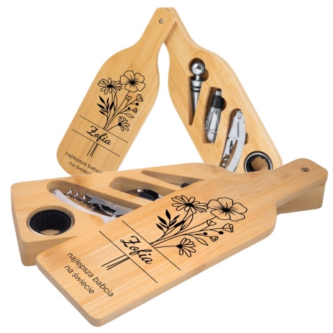 ZESTAW DO WINA W BAMBUSOWEJ BUTELCE - PREZENT DLA NAJLEPSZEJ BABCI