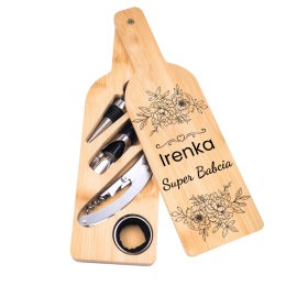 ZESTAW DO WINA W BAMBUSOWYM ETUI - AKCESORIA DO WINA PREZENT DLA BABCI