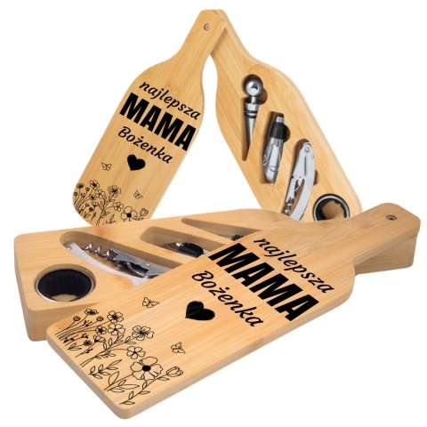 Zestaw do wina w bambusowym etui – prezent dla najlepszej mamy