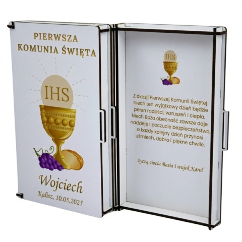 Pudełko na pieniądze na Komunię Świętą z nadrukiem – personalizowane